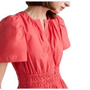 Quince Organic Cotton Poplin Tiered Maxi Dress Coral Sz L NWT #9